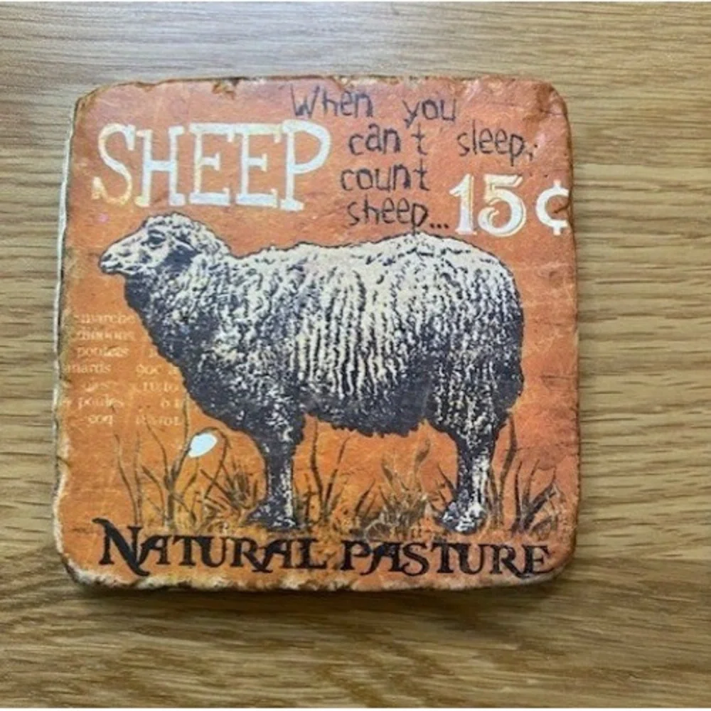 Unbranded Tumbled Stone Coaster Set of 4 Multicolor Good Farmhouse Vintage Style
